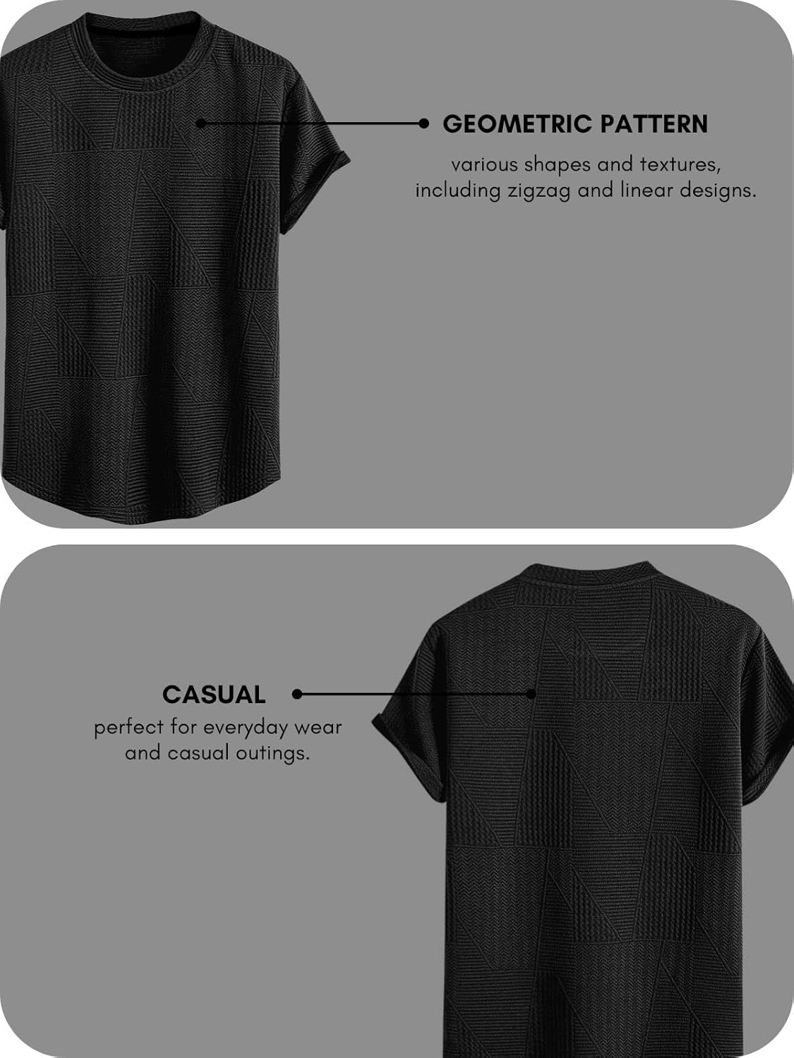 GRECIILOOKS T Shirt for Men Cotton | Textured Oversized