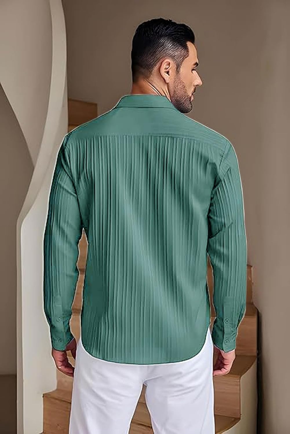 Lecowr Polyester Casual Self Design Shirt | Long Sleeves