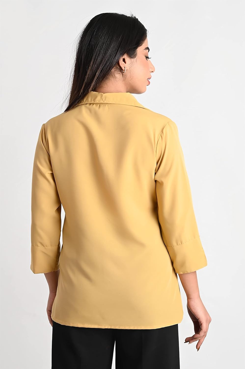 GM SARA Women's Polyester Stylish Regular Fit Button Down Plain Solid Formal Casual Shirts for Women Office Wear
