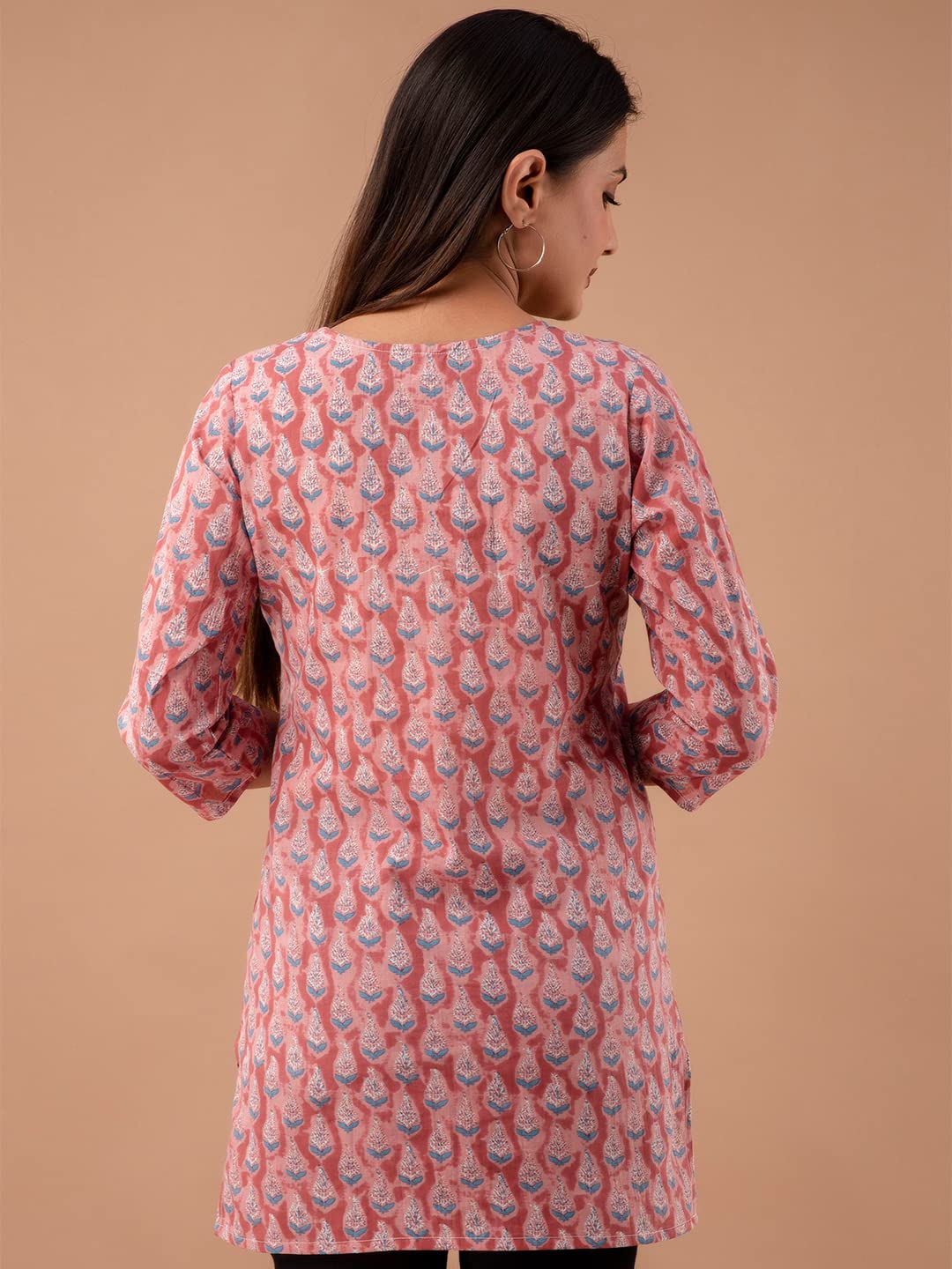 feranoid Women Cotton Printed Straight Short Kurti