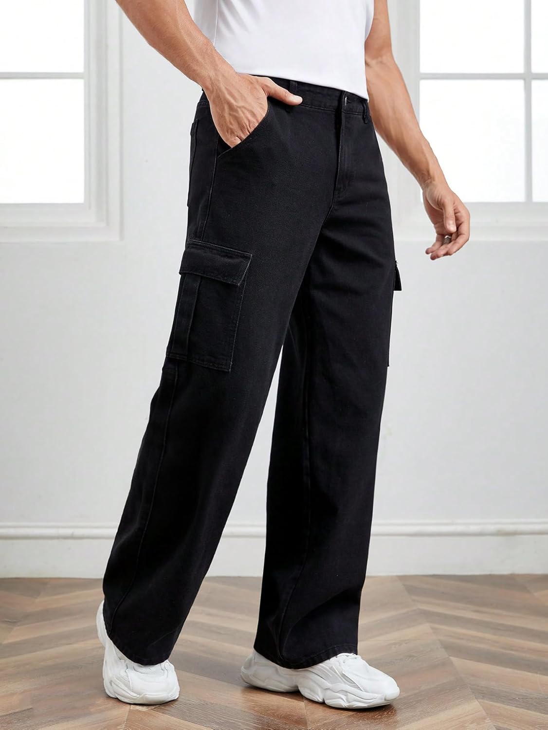 KOTTY Mens's Trendy Denim Cargo Jeans