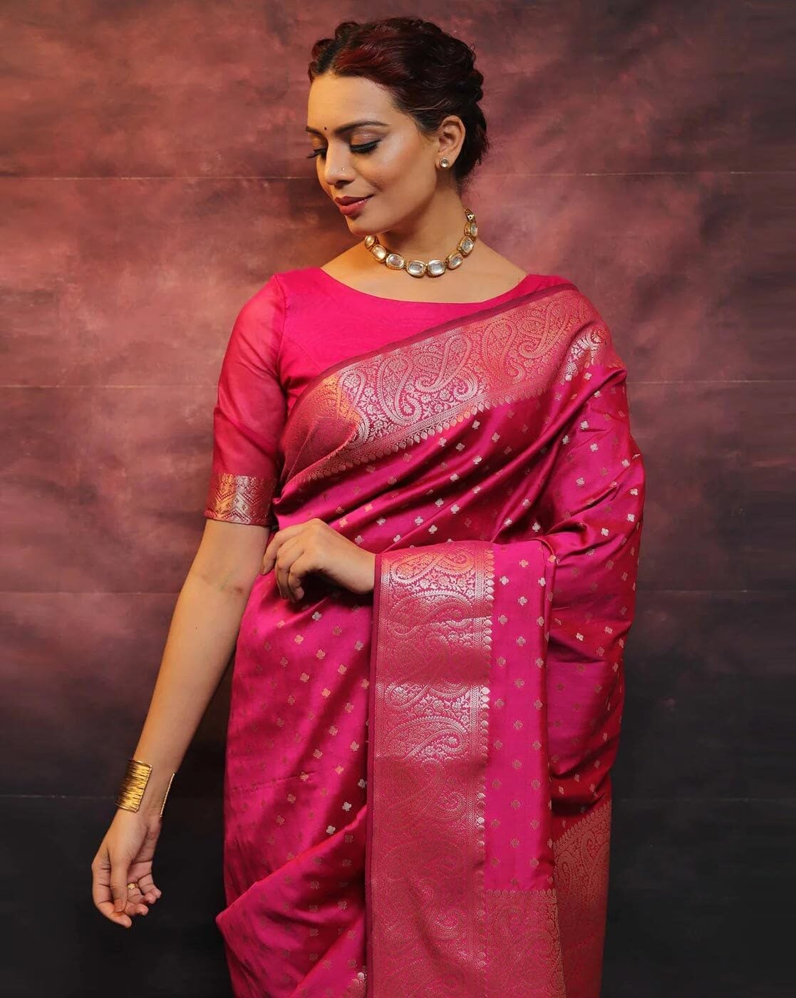 Women's Cotton Silk Woven Saree with Blouse Material