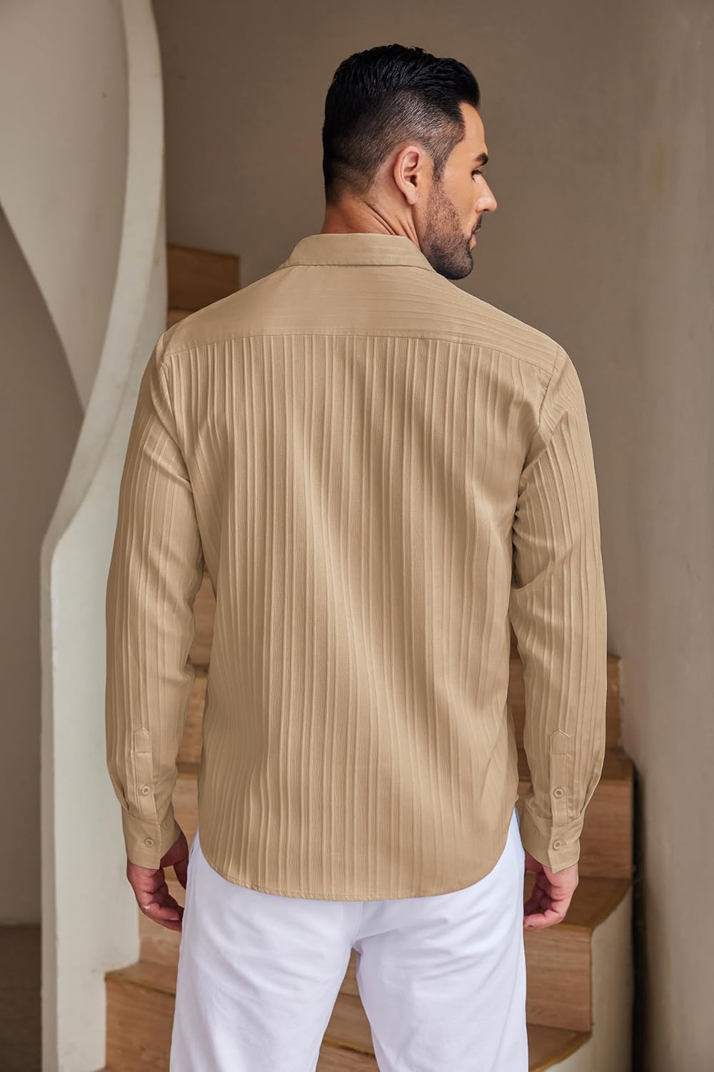 DEELMO Men's Casual Button Down Shirts Long Sleeve