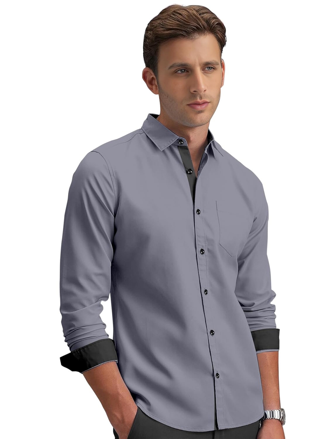 Shirt's Collection Solid Pattern Shirt(Contrast - Parent)