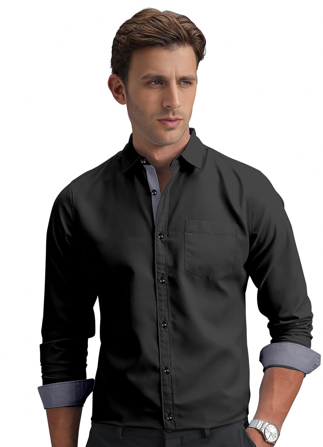 Shirt's Collection Solid Pattern Shirt(Contrast - Parent)