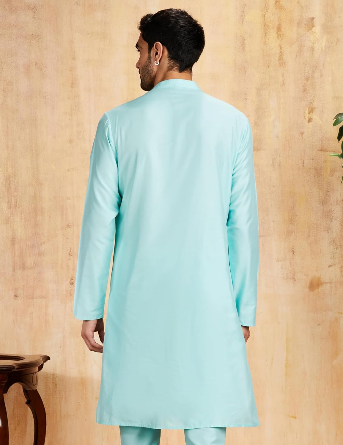 Symbol Men's Rayon Blend Festive Solid Long Kurta (Regular Fit)