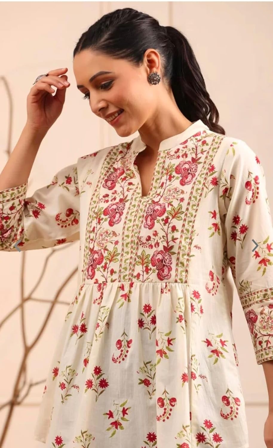 Womens Cotton Printed Anarkali Short Top Kurti