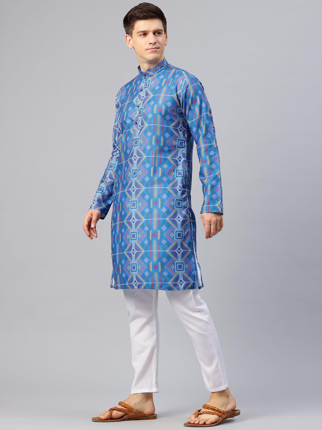 Luxrio Printed Kurta for Men Cotton Blend Linen