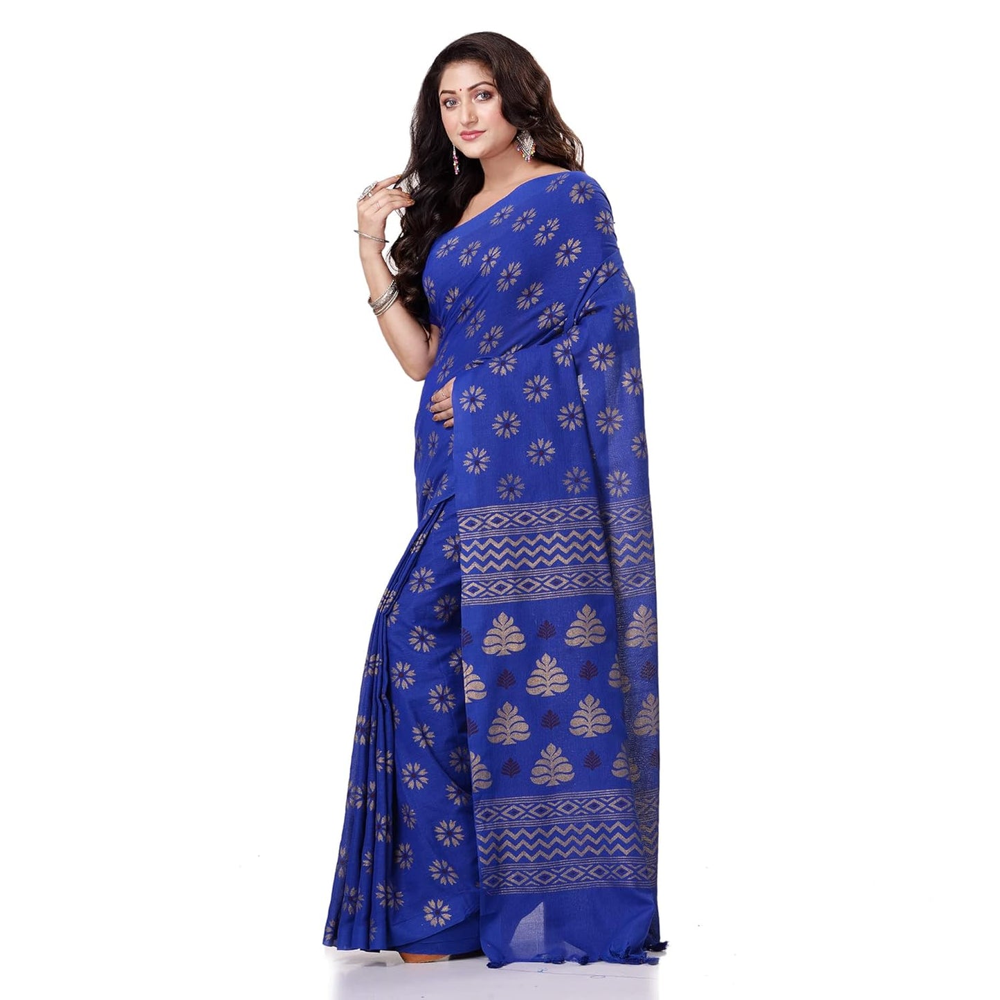 Women`sl Tant Work Design Soft Saree With Blouse Piece