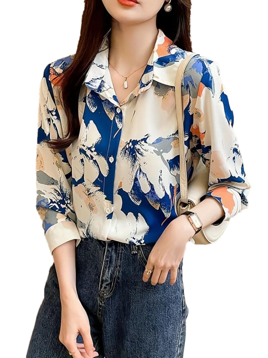 Trendy Queen Women's Printed Straight Mandarin Neck Shirt for Women's | Tops for Woman Shirts | Shirt for Women Stylish Western (SD778_S)