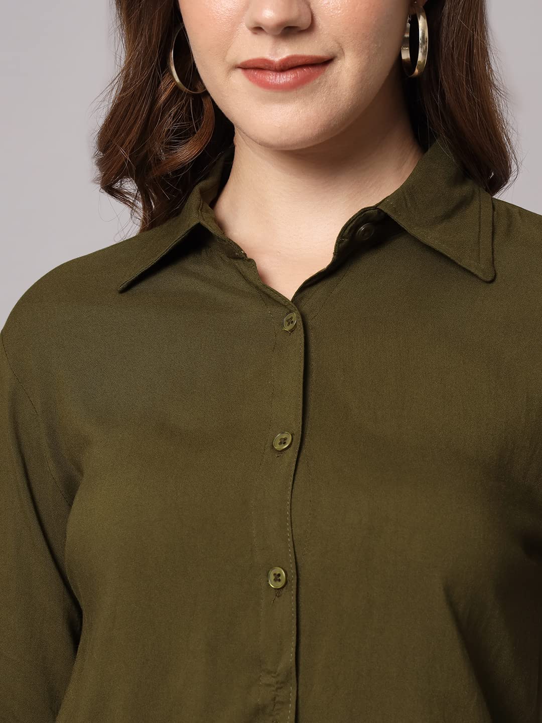 FUNDAY FASHION Women's Rayon Blend Regular Fit Solid Casual/Formal Button Shirt