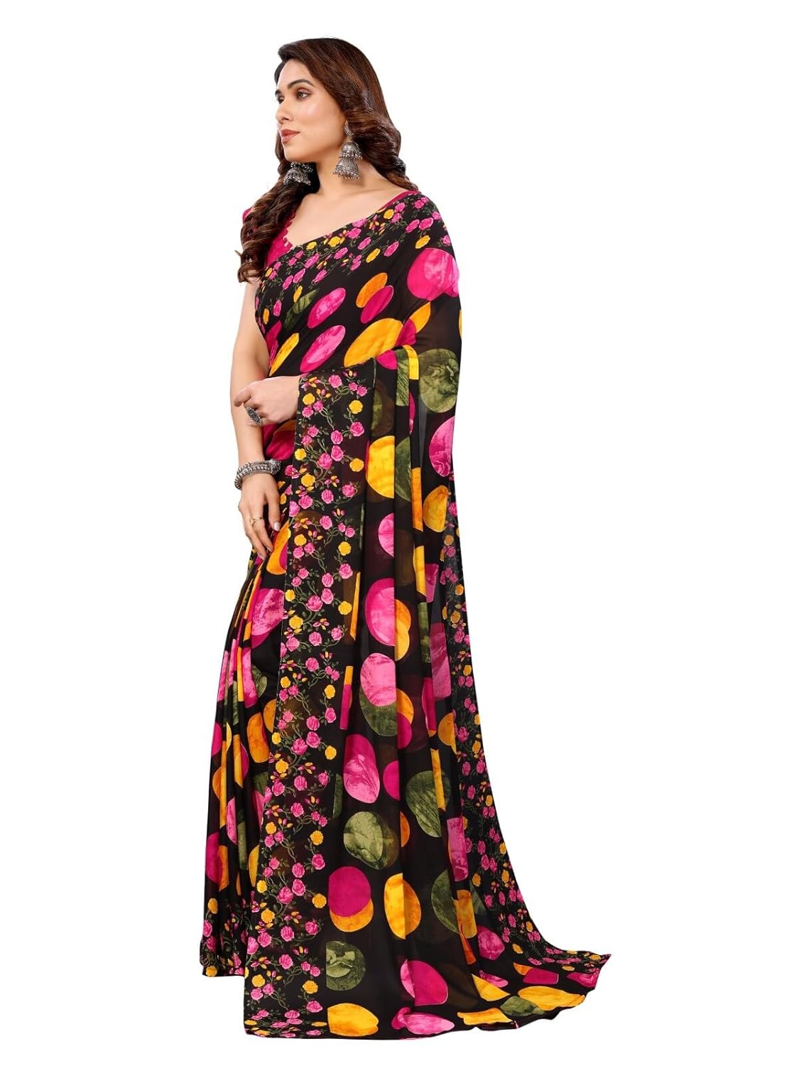 FASHION Women's Georgette Floral Printed Saree