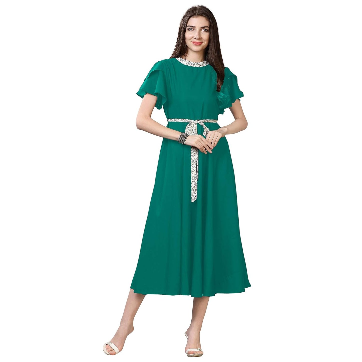 OOMPH! Women's Crepe A-Line Maxi Dress