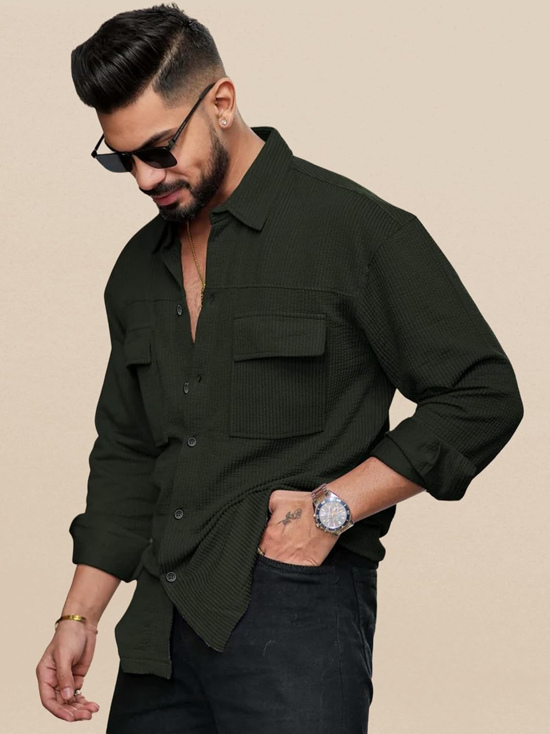 IndoPrimo Men's Regular Fit Fancy Double Pocket