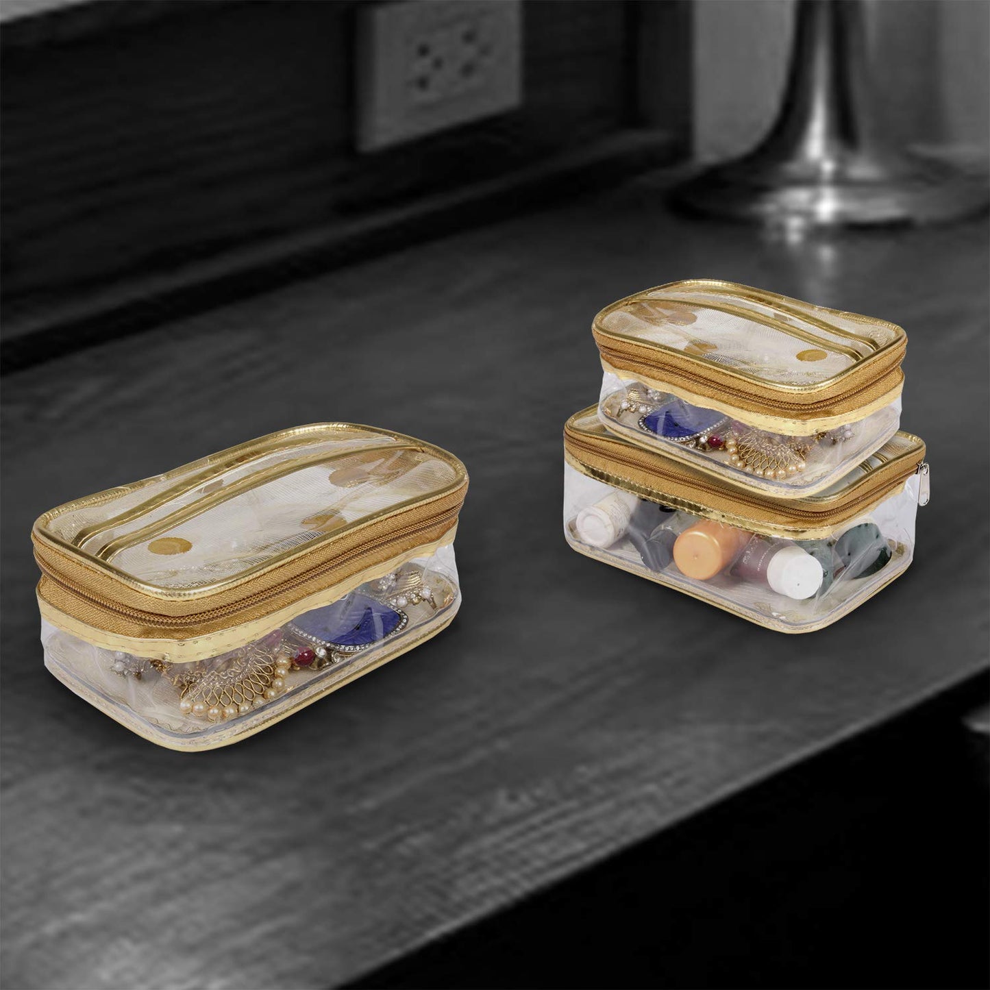 PrettyKrafts Set of 3 Multipurpose Transparent Pouch