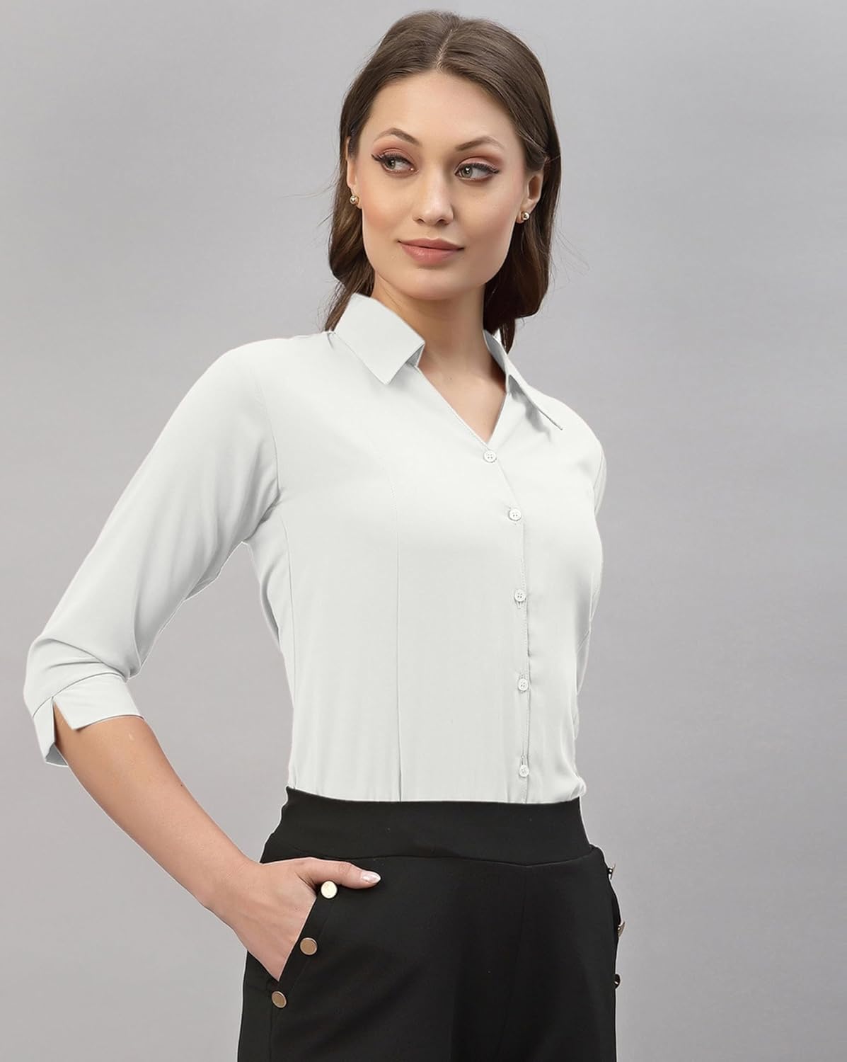 ETHIC GLANCE Women's Poly Viscose Button-Down