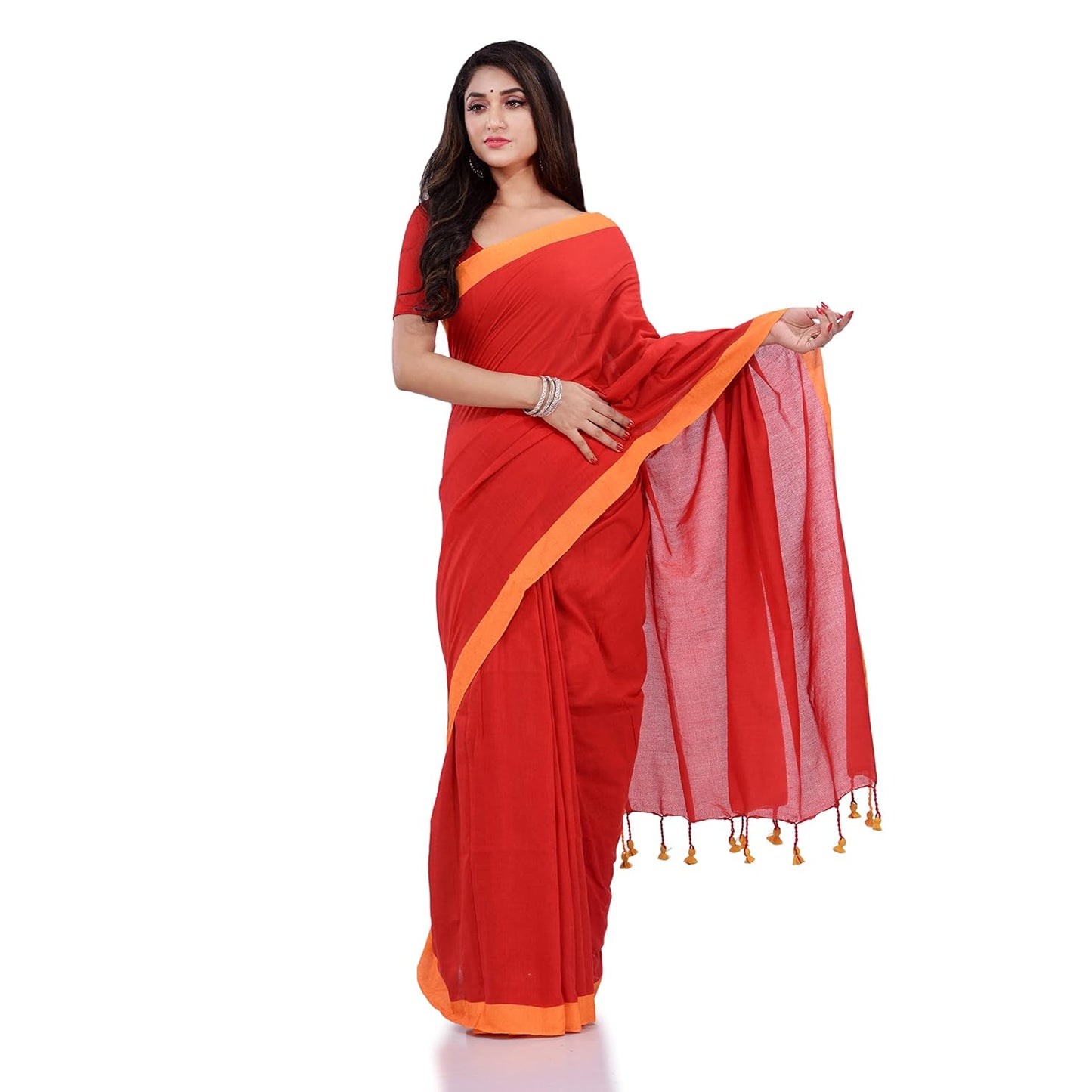 Women`s Handloom Pure Cotton Saree Without blouse