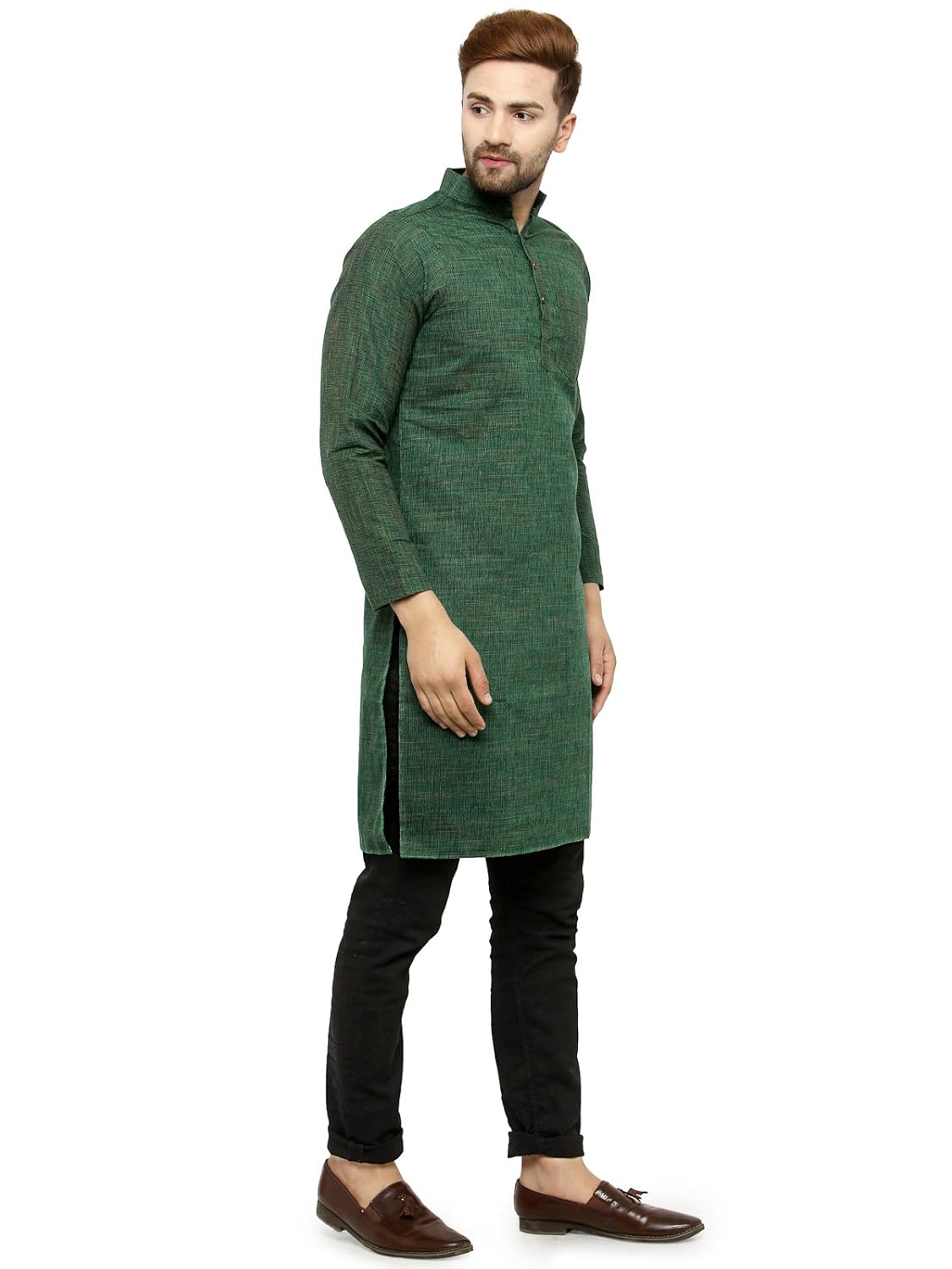 Enchanted Drapes Mens' Solid Cotton Long Kurta