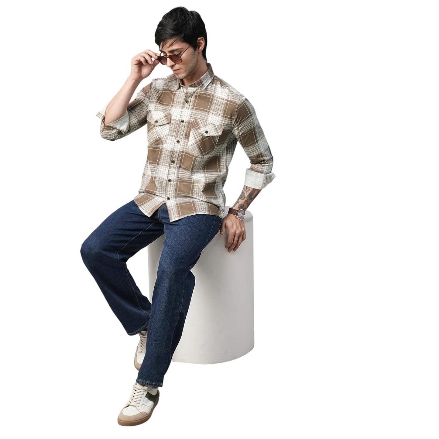 Exclusive Checked Double Pocket Full Sleeves Shirt