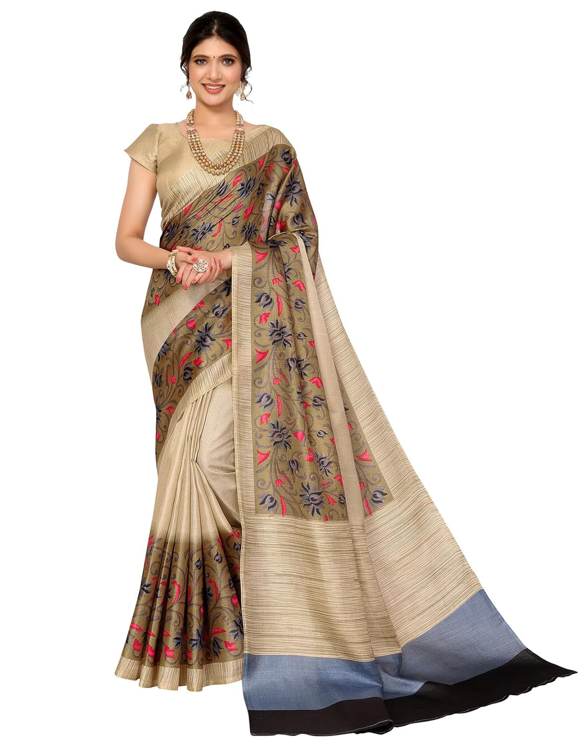 Yashika Women's Printed Art Silk Saree with Blouse