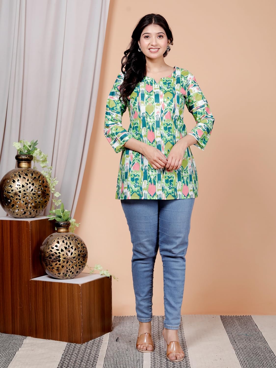 Women's Casual Jaipuri Cotton Printed Short Kurta