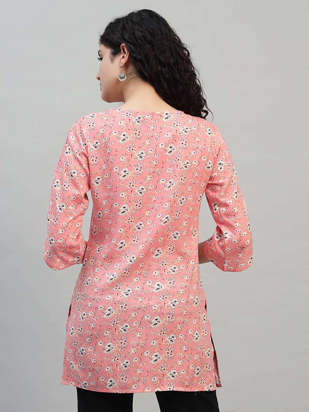 VEERSTOW Women's Cotton Short Kurti 3/4 Sleeve