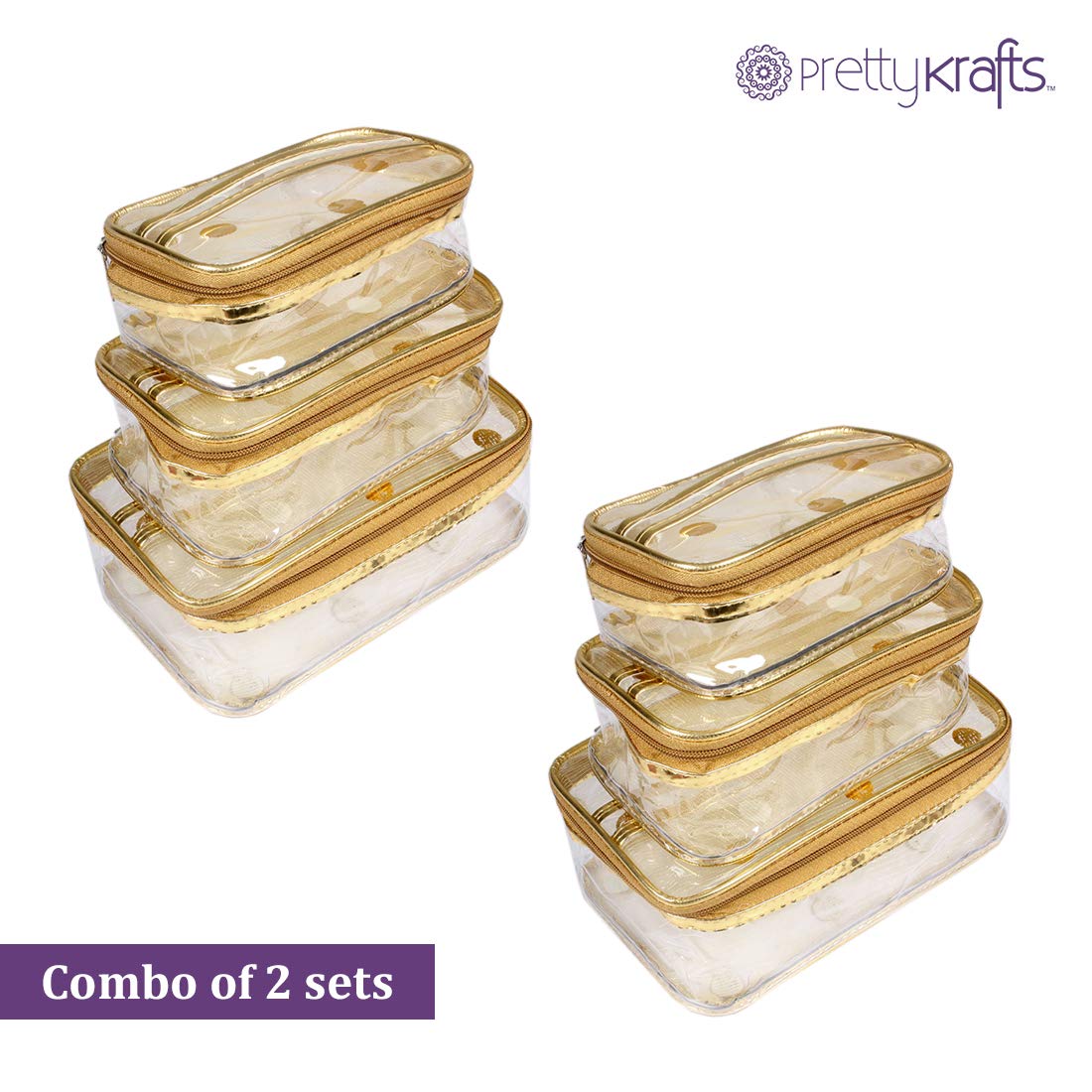 PrettyKrafts Set of 3 Multipurpose Transparent Pouch