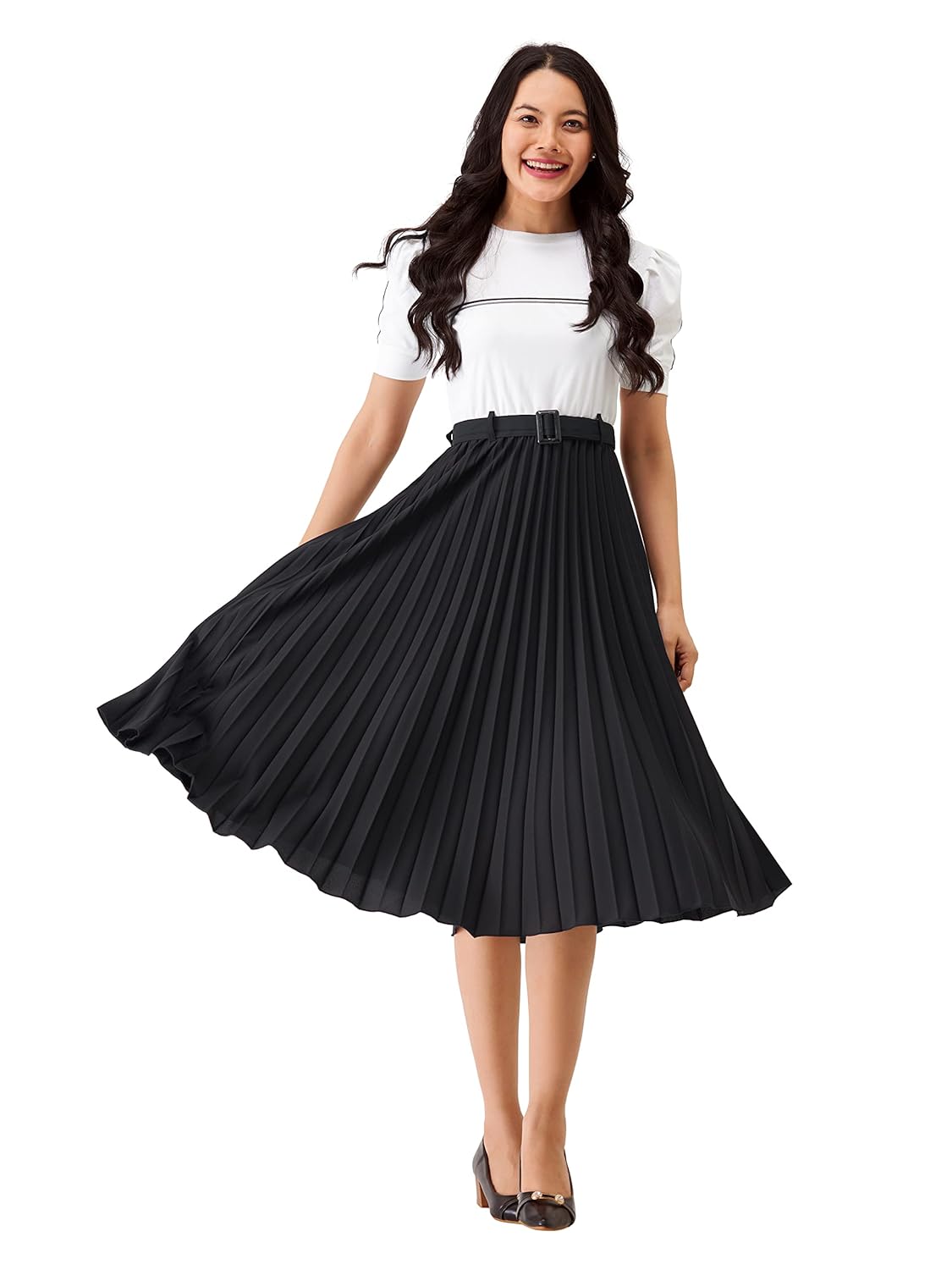 AASK Women Fit& Flare Polyster Solid Dress for Women