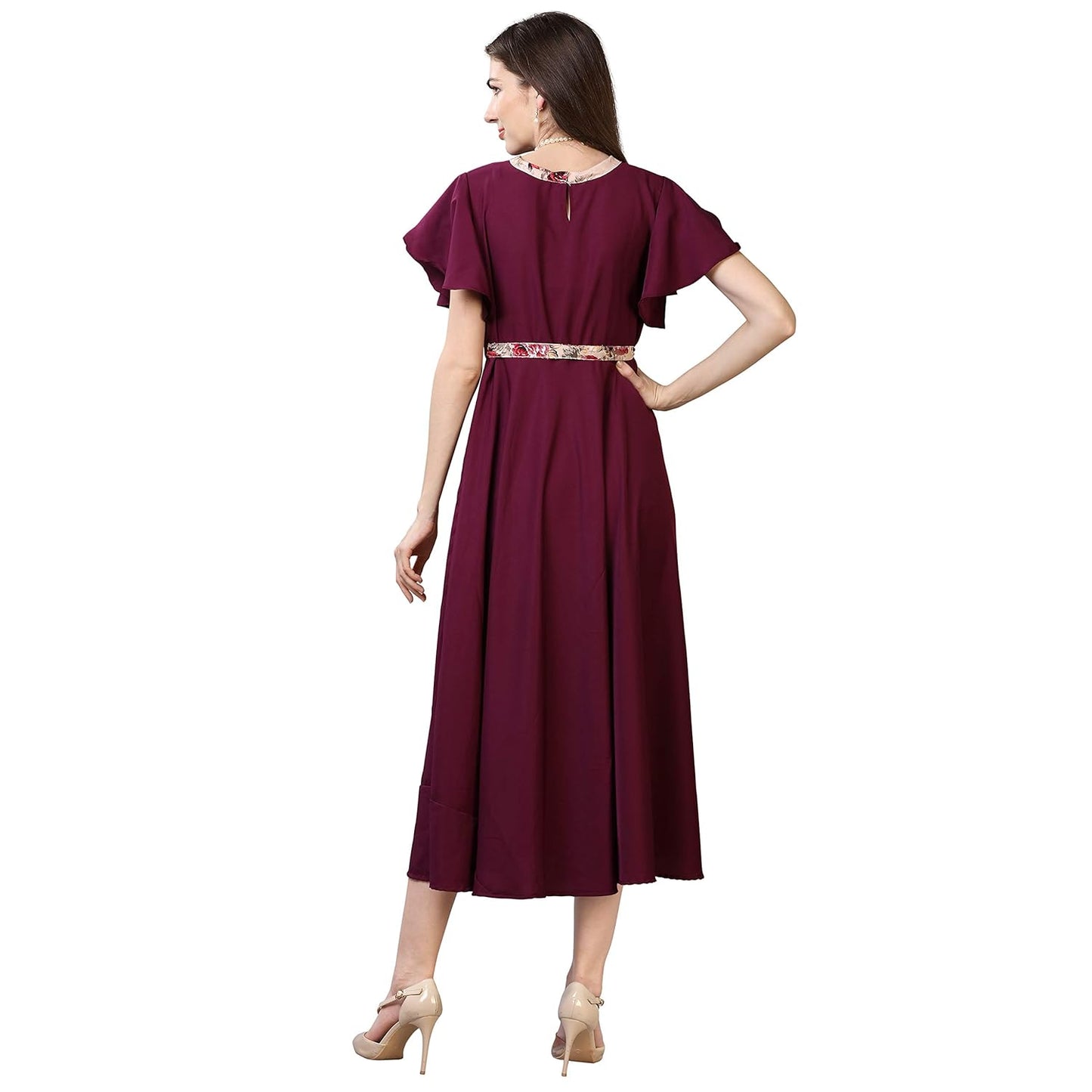 OOMPH! Women's Crepe A-Line Maxi Dress