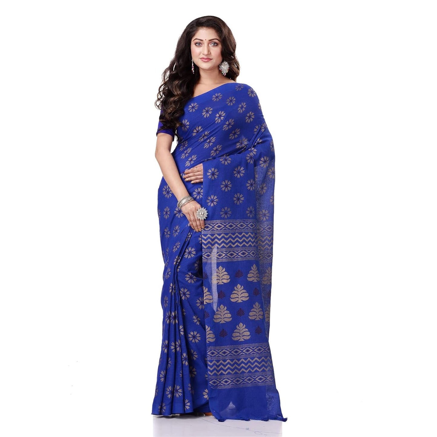 Women`sl Tant Work Design Soft Saree With Blouse Piece