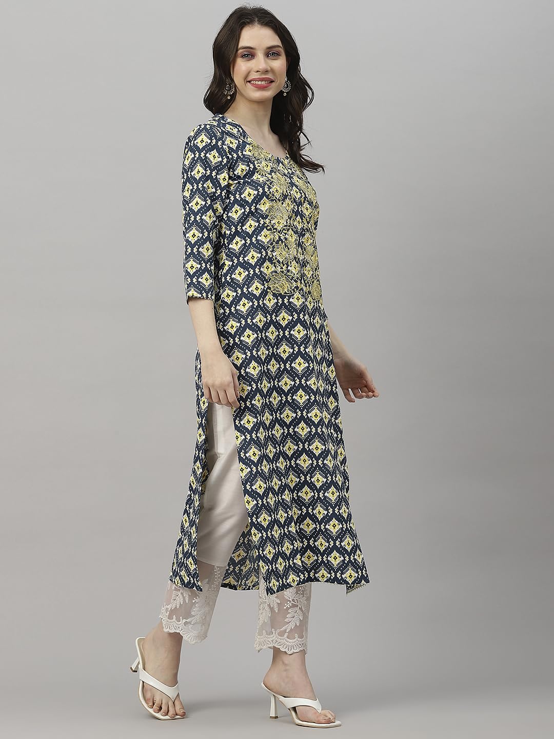 ANNI DESIGNER Women's Cotton Blend Regular Fit Kurta