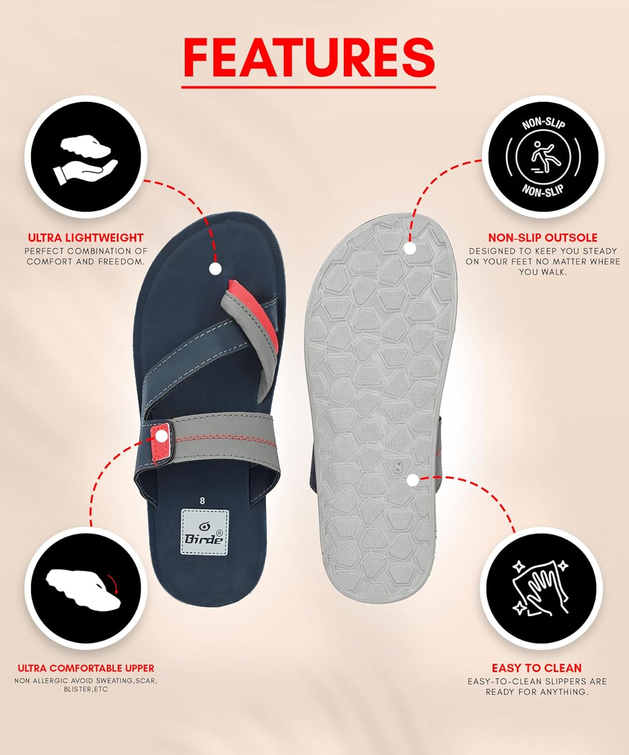 Birde Men PU Slippers and Flip Flops For Men - alphahostel.in