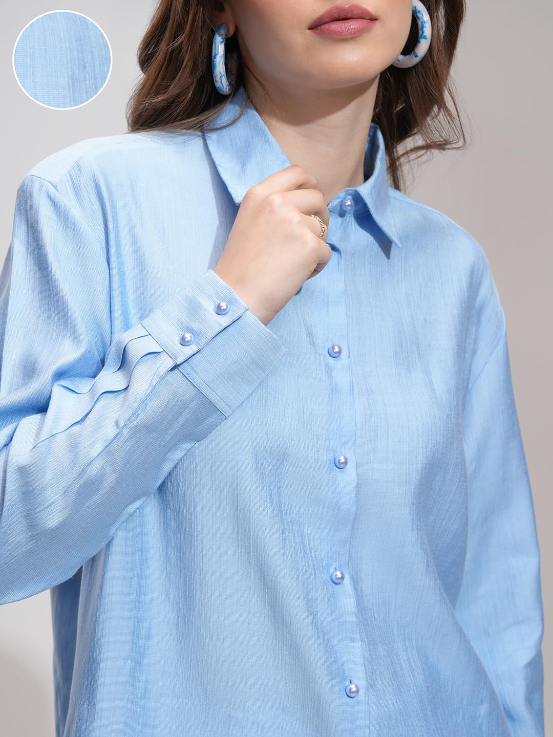 Tokyo Talkies Women's Solid Relaxed Fit Shirt