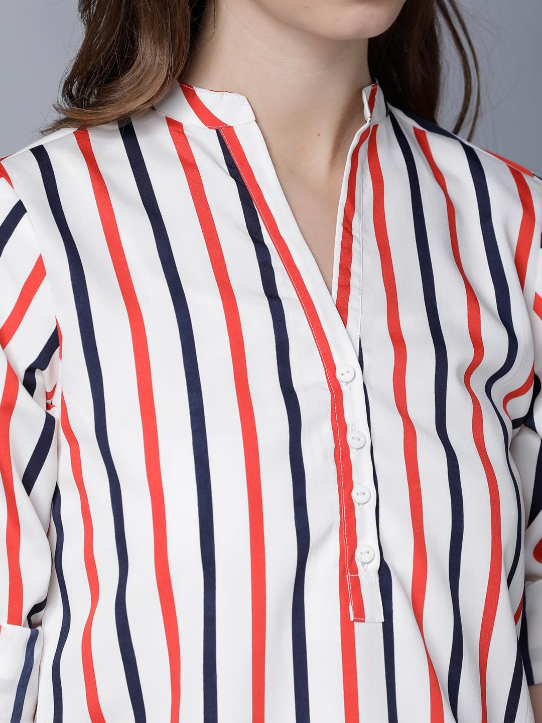 Tokyo Talkies Women's Colorful Striped Shirt-Style Top | Colorful Accents with A Relaxed Yet Structured Fit for A Fresh Look | Tops for Woman | Women Tops | Stylish Top