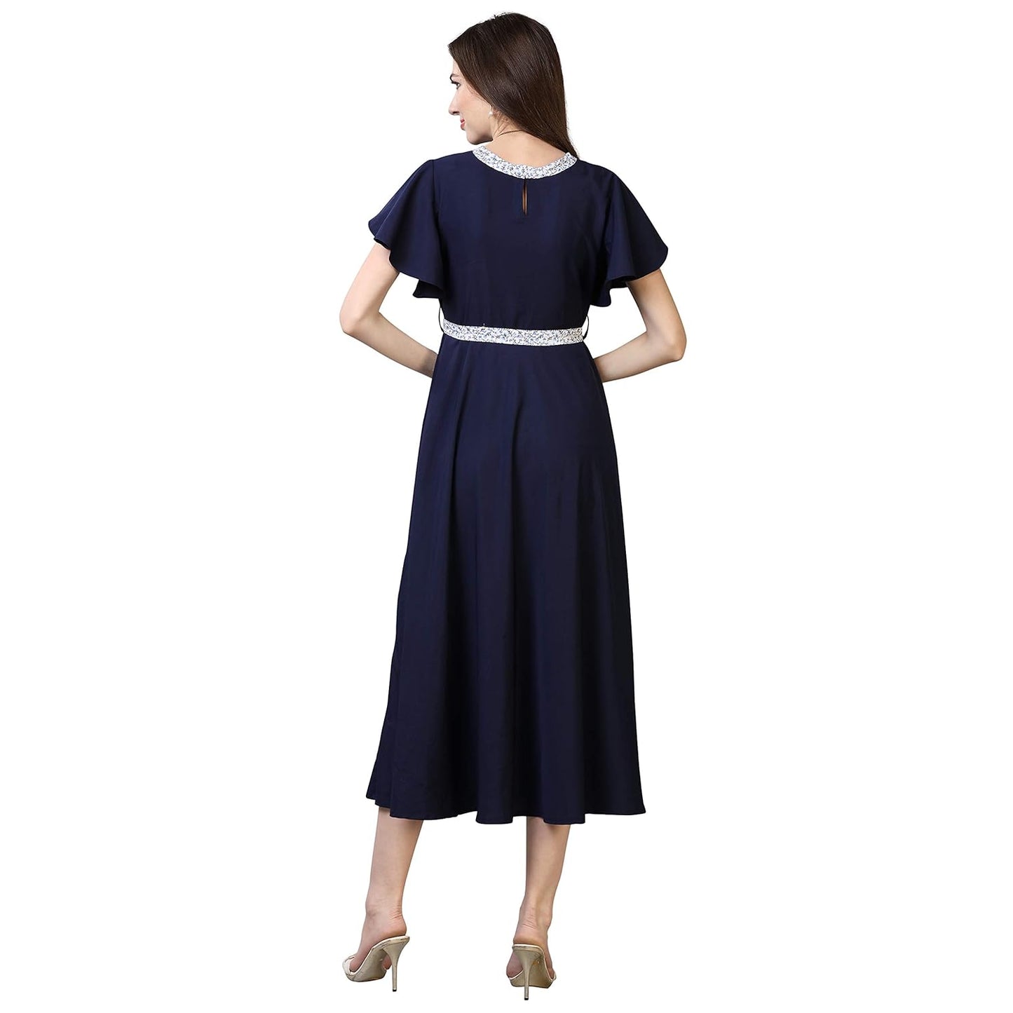 OOMPH! Women's Crepe A-Line Maxi Dress