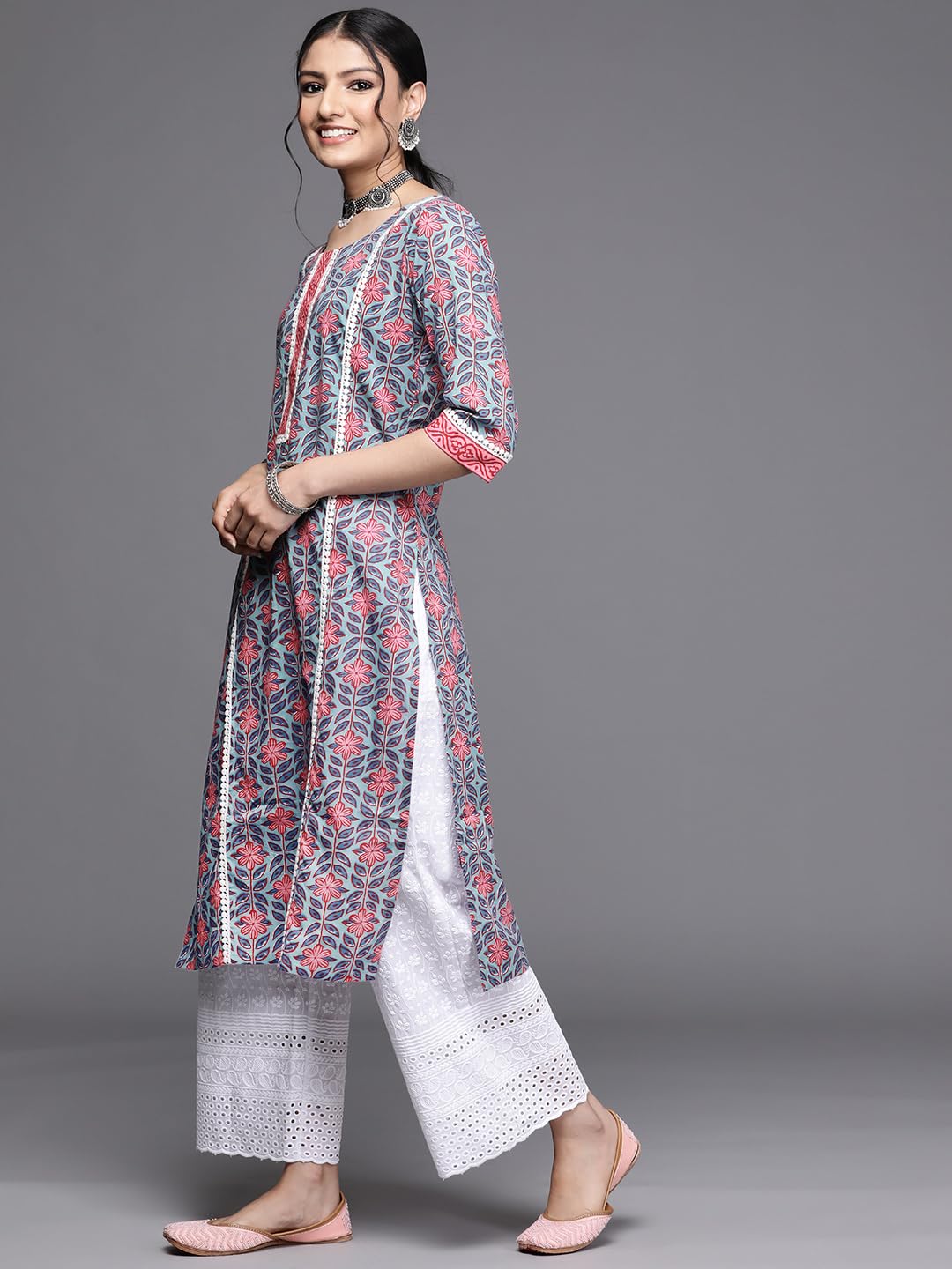 Libas Multicoloured Printed Cotton Straight Kurta