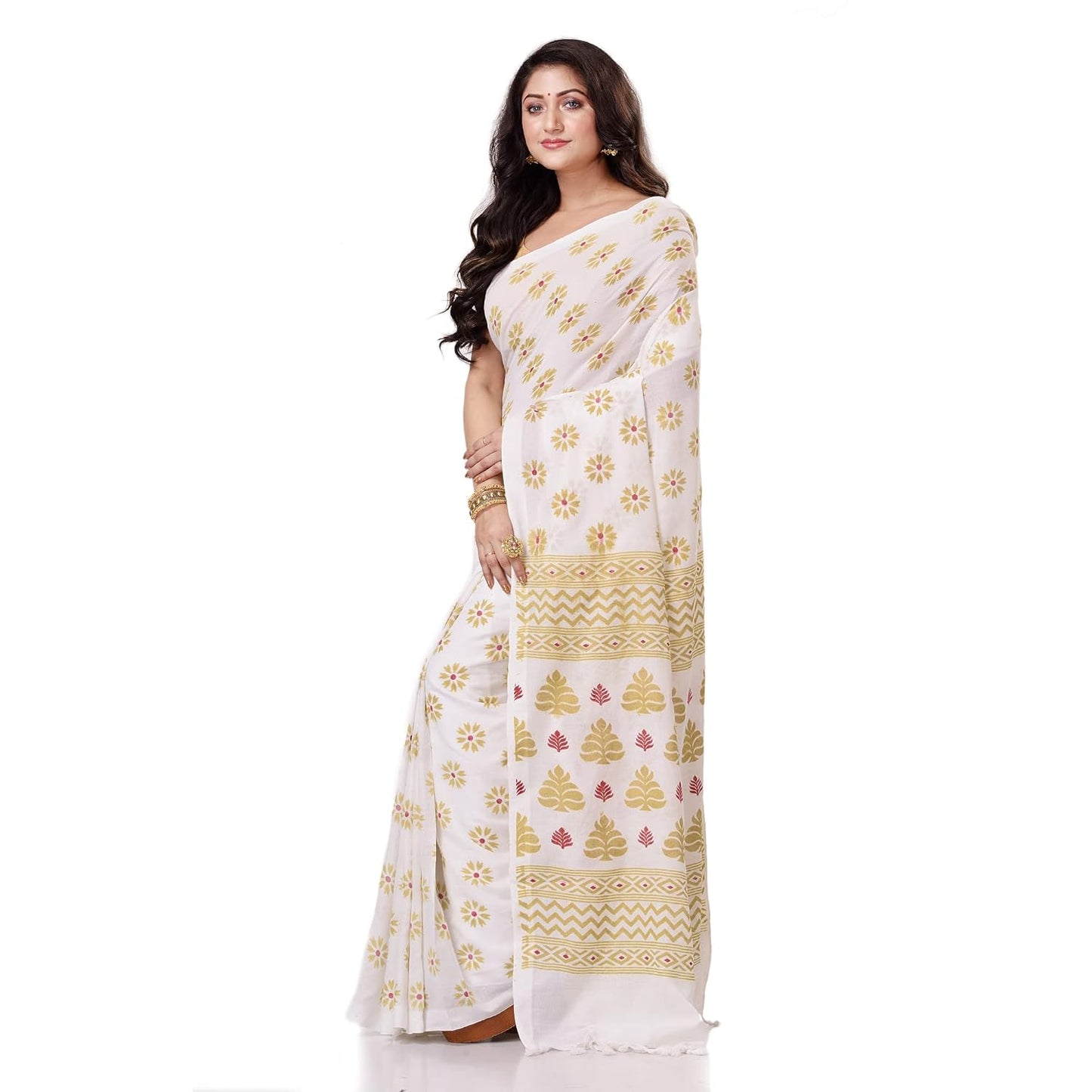 Women`sl Tant Work Design Soft Saree With Blouse Piece