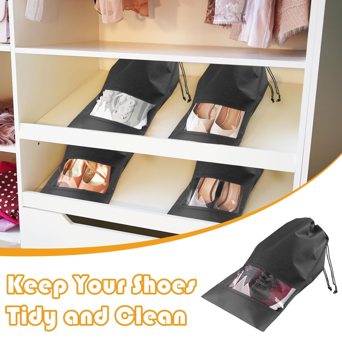 Shoe Bags for Travel, Drawstring Packing Bags, Dustproof