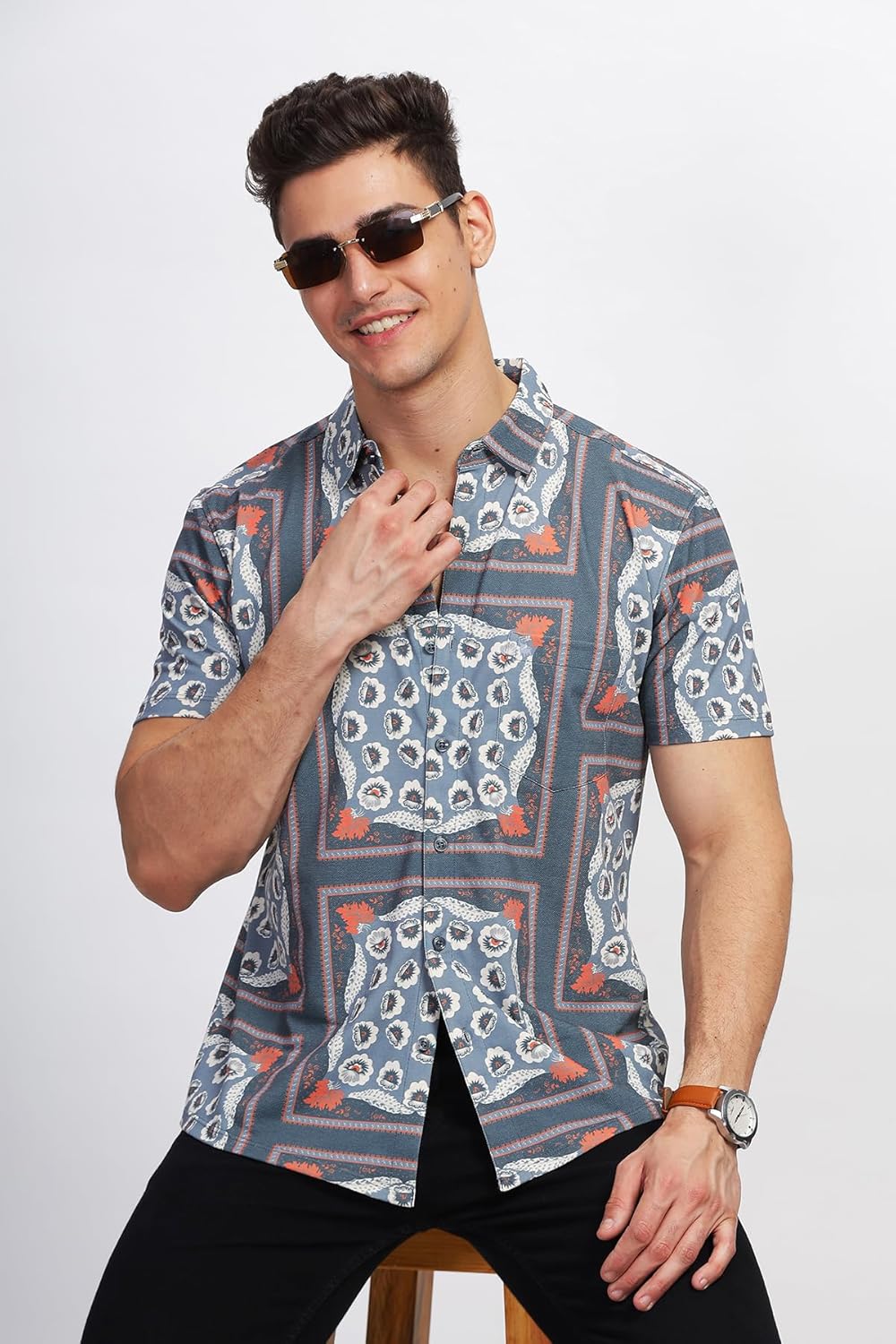 BULLMER Trendy Regular Fit Printed Causal Shirt for Men