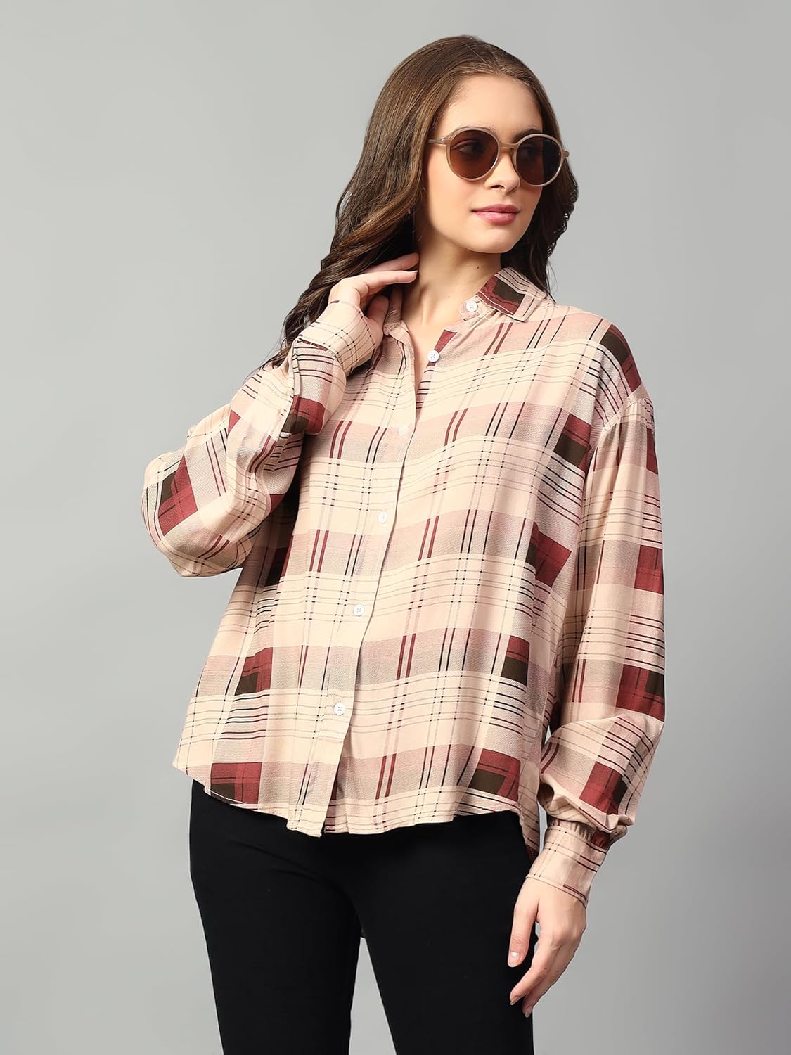 KOTTY Checkered Oversized Fit Womens Shirt