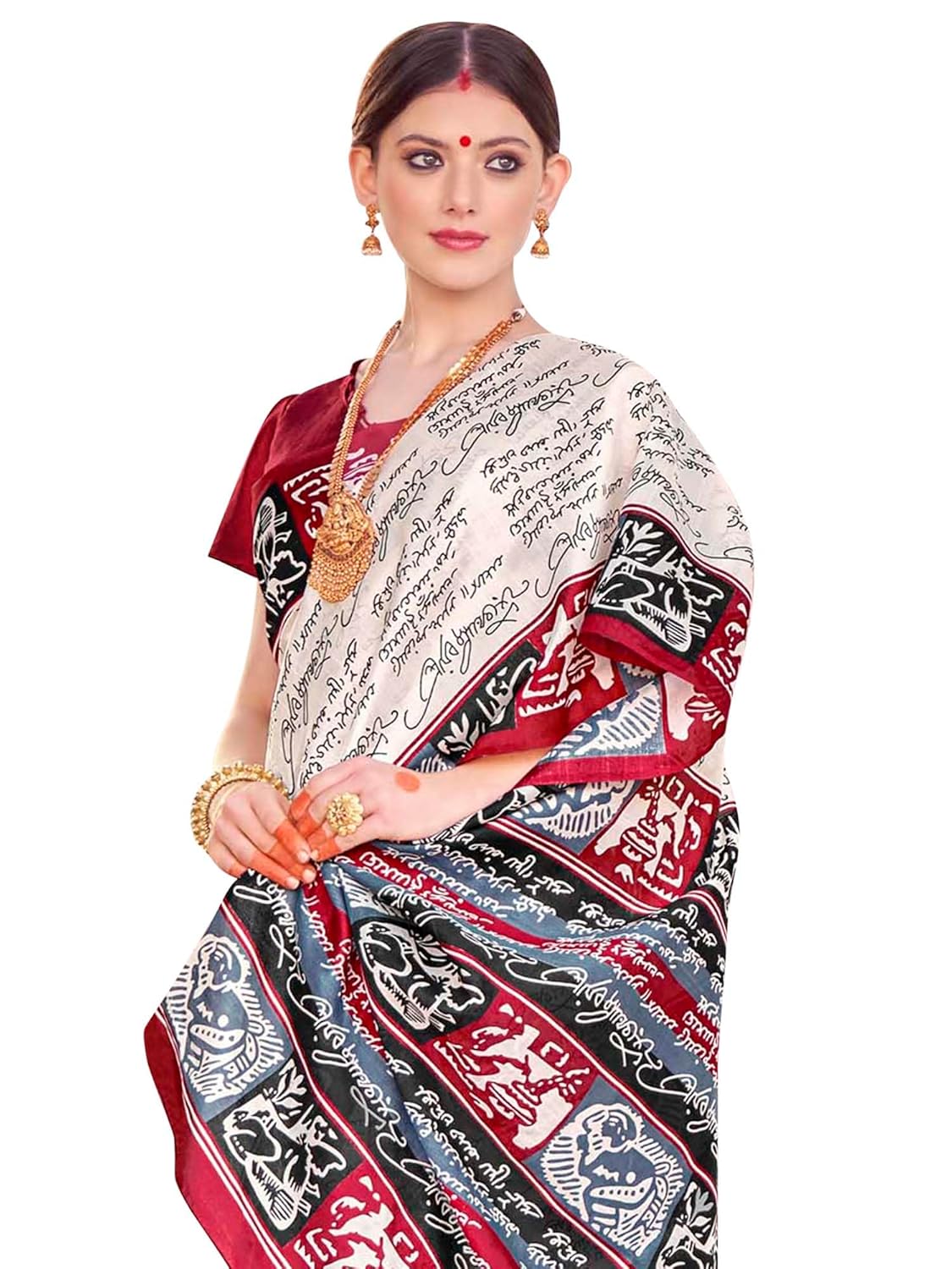 Women's Bhagalpuri Silk Ethnic Motif Printed Saree