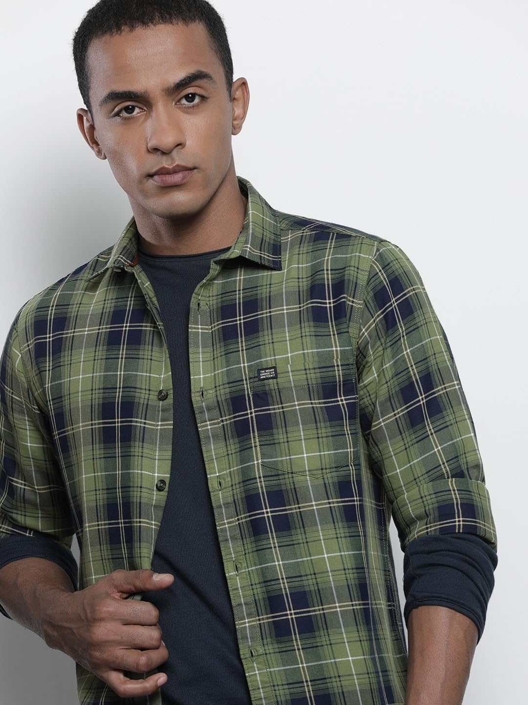 The Indian Garage Co Men's Cotton Slim Fit Checkered