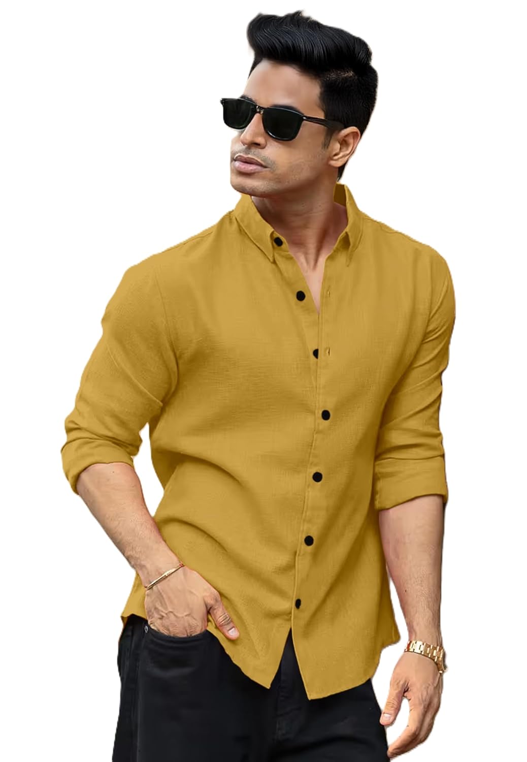 RAIZAX Men Linen Cotton Full Sleeve Shirt for Man