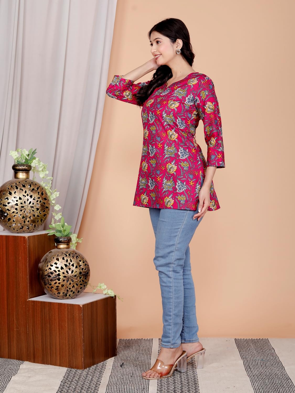 Women's Casual Jaipuri Cotton Printed Short Kurta