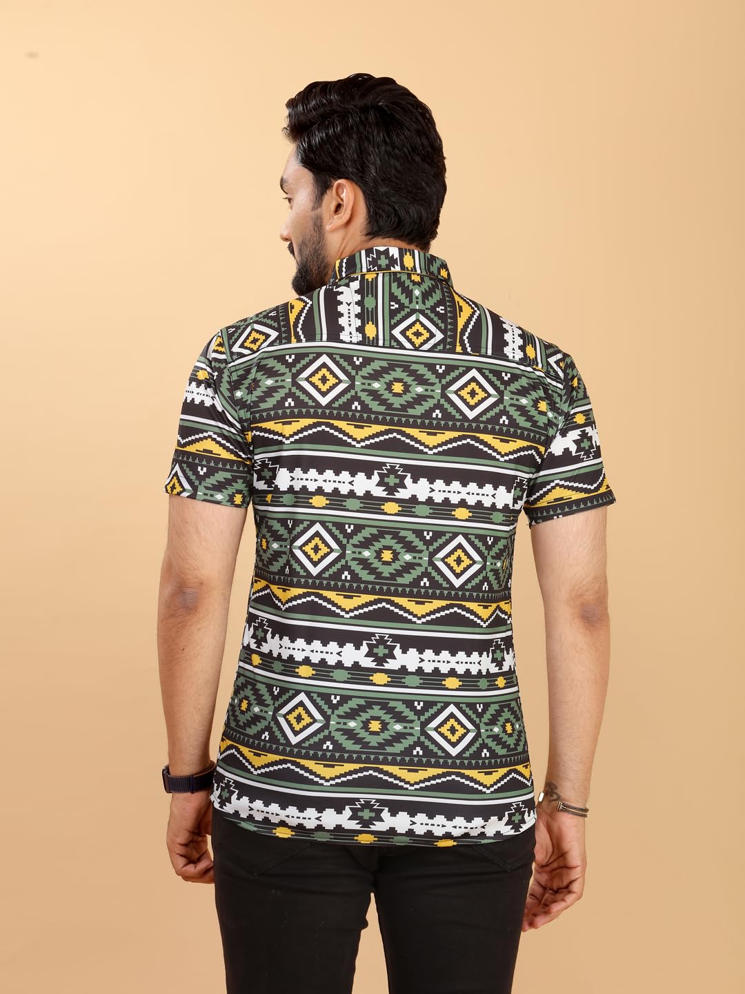 FABDECK Men's Short Sleeve Shirt, Aztec Geometric