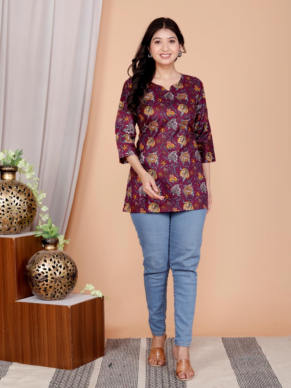 Women's Casual Jaipuri Cotton Printed Short Kurta