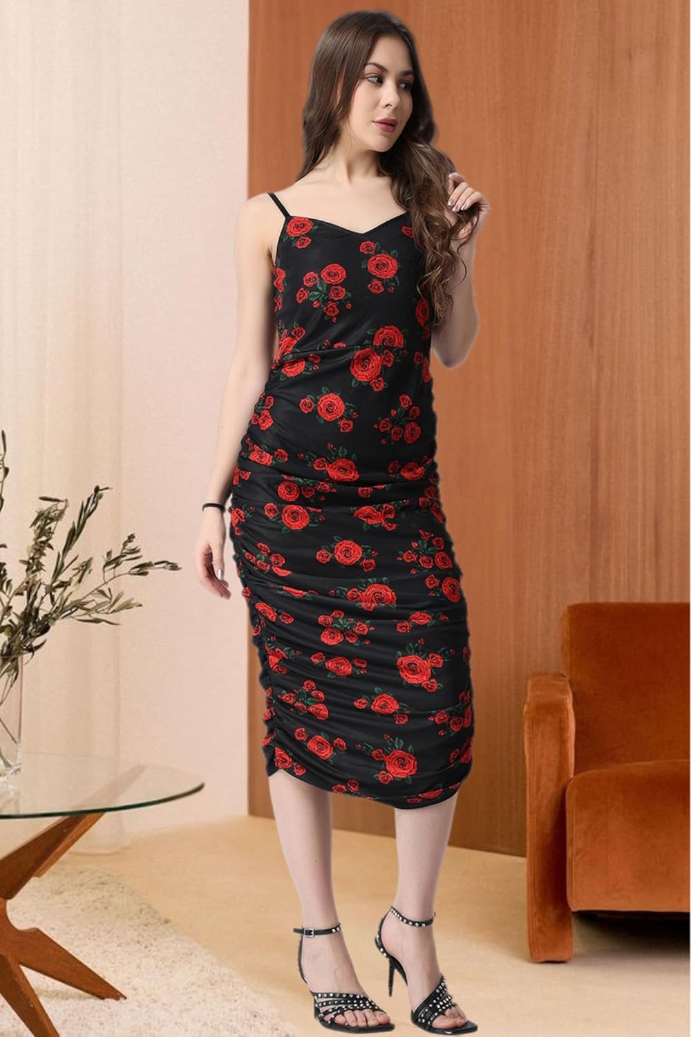 POPWINGS Casual Floral Printed Maxi Length Fit & Flare Dress for Women || Summer Dress for Women || Flare Maxi Dress for Women Stylish || Sleeveless Dress for Women