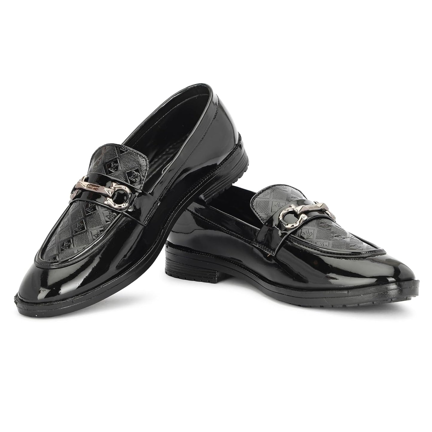 AJINHA Men's Patent Leather Loafers, Brown Quilted - alphahostel.in