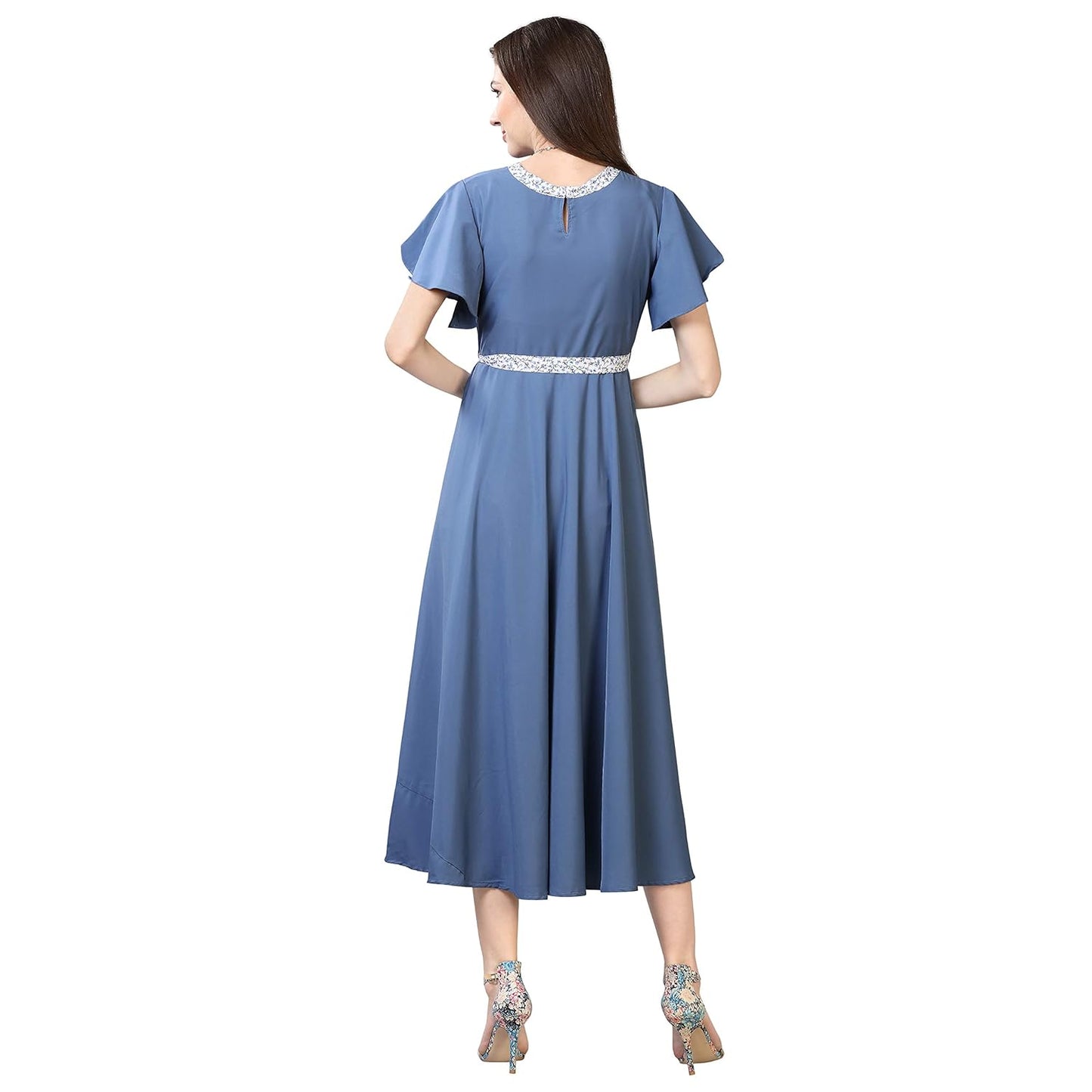 OOMPH! Women's Crepe A-Line Maxi Dress