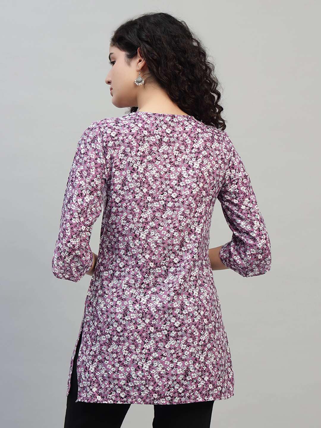 VEERSTOW Women's Cotton Short Kurti 3/4 Sleeve